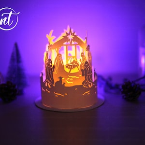 Paper Lantern Nativity Of Jesus - Paper Cut Lamp For Christmas - Christmas Paper Lanterns, Xmas Paper Cut Template SVG - DIY Paper Lamp