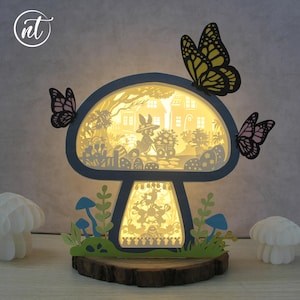 Süße Osterhasen Pilze Shadow Box - Ostereier 3D SVG-Dateien - DIY Osterdekoration