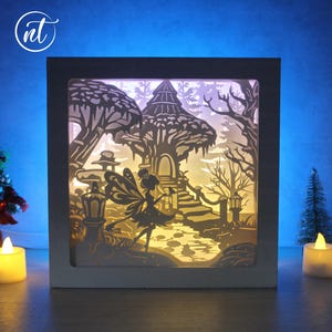 Winter Fairy Lightbox Template, Shadow Box, Paper Cut Shadow Box, Shadowbox card Cricut, Silhouette files, Digital File, SVG FILE
