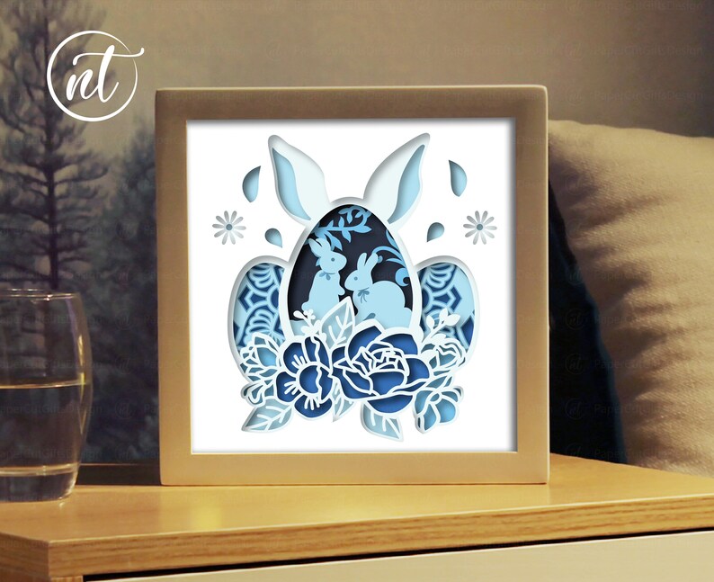 Easter Bunny Shadow Box SVG: Floral 3D Paper Cut Lightbox (digital File ...