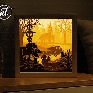 Merry Christmas Paper Cut Shadow Box Template (SVG, PDF, PNG)