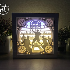 Basketball Shadow Box, Sports Lightbox SVG, Paper Cut Shadow Box, Shadowbox carte Cricut, Fichiers Silhouette, Fichier numérique, FICHIER SVG