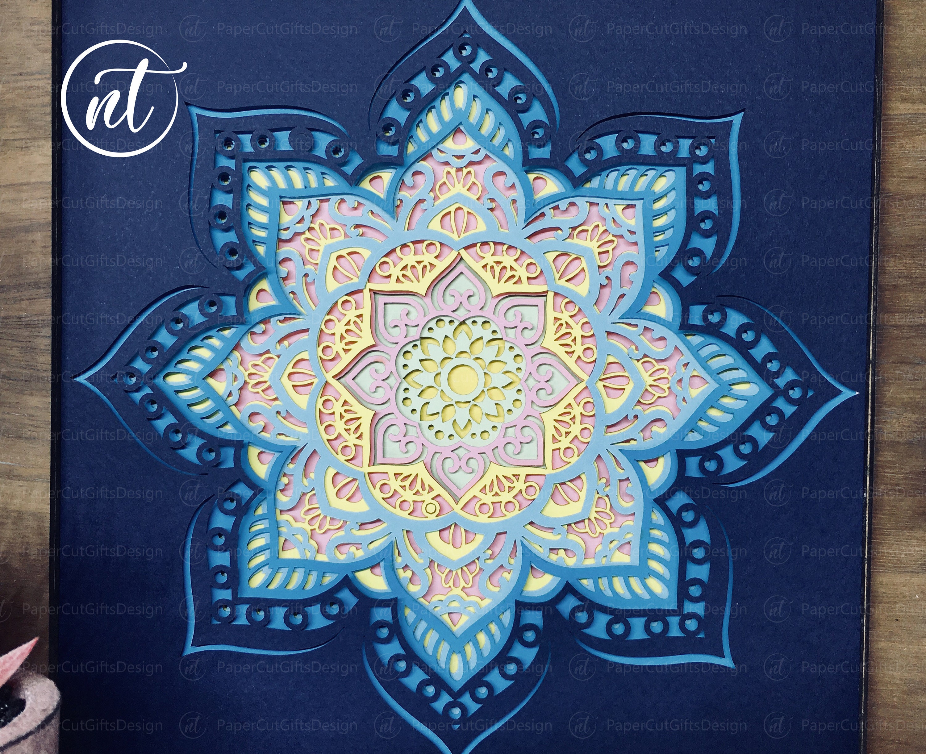 Mandala Paper Cut Shadow Box Template Paper Cut Template Etsy
