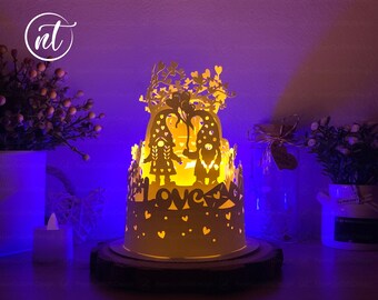 Valentine Gnome Paper Lantern Template: DIY Paper Cut Files (Digital Download)