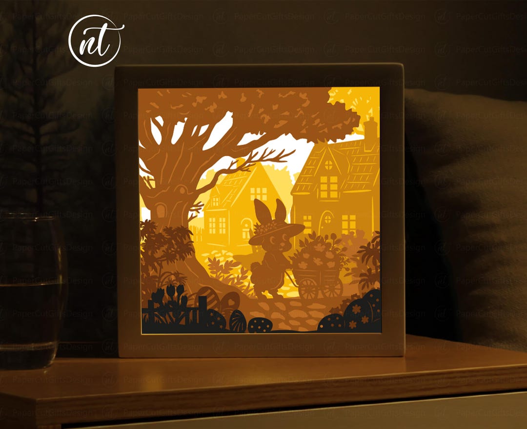 Easter Bunny Lightbox SVG: 3D Paper Cut Shadow Box (digital File) - Etsy
