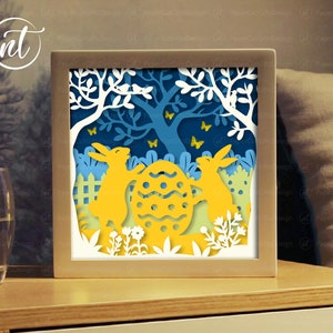 Easter Bunny Shadow Box SVG: 3D Paper Cut Lightbox (digital File) - Etsy