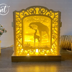 Mutter und Baby Giraffe Pop Up Karte 3D, 3D Papier Handwerk, Shadowbox Karte Cricut, besondere Geschenkkarten, digitale Datei, SVG-DATEI