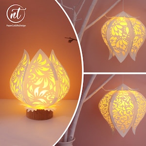 Combo 3 Bell Paper Cut Art Lanterns - Modelli di taglio della carta - Luminary SVG - Lanterne di carta fai da te