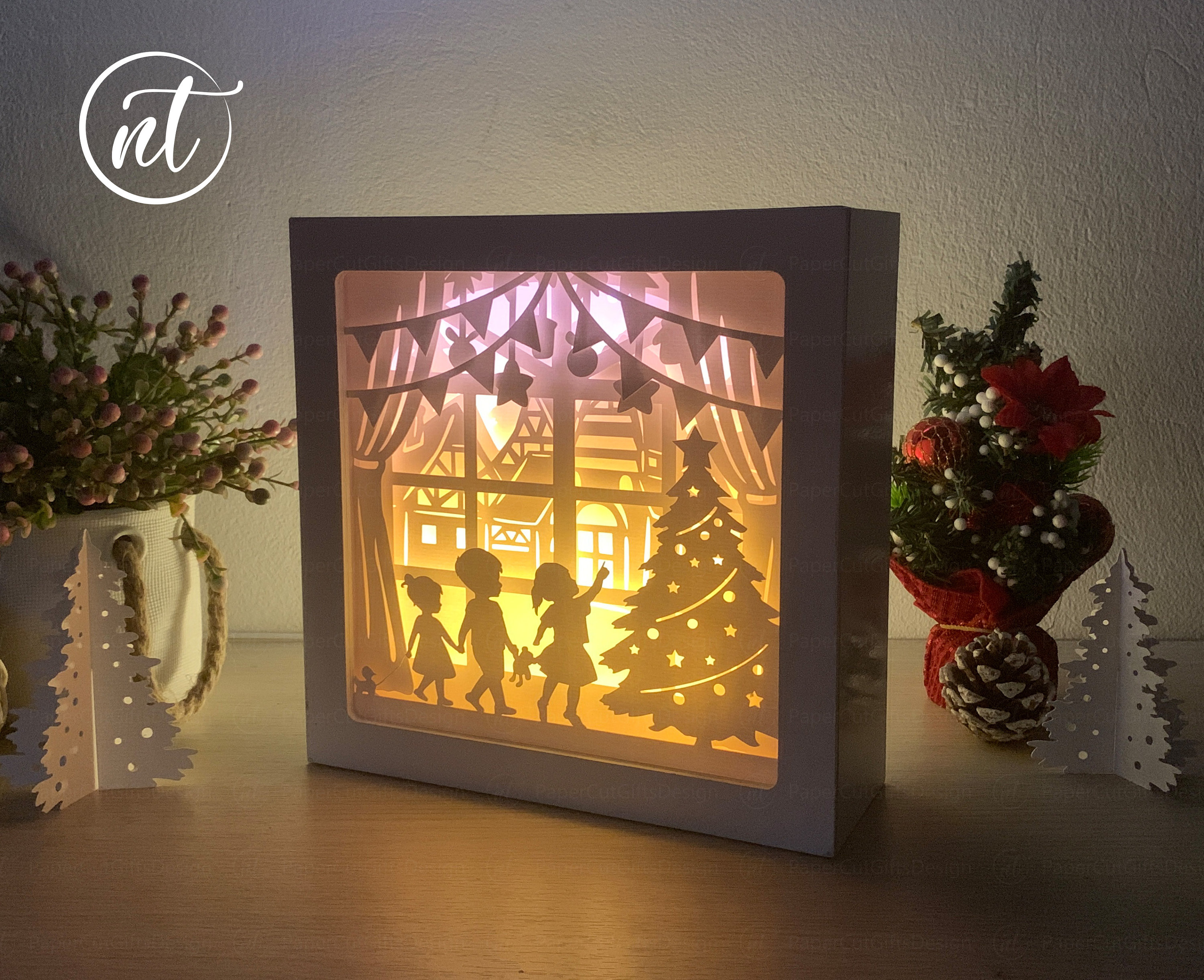 Tree Light Box Christmas Tree Light Box Template: Children's Paper Cut Shadow Box (SVG ...