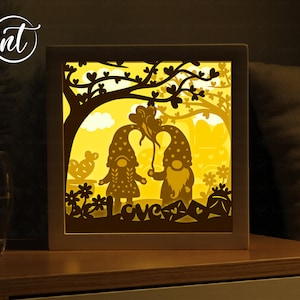 Gnome Valentine Shadowbox Template, Easter Bunny Lightbox SVG, Paper Cut Shadow Box, 3D Easter SVG FILE