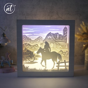 Girl and Horse Shadow Box SVG Template: Paper Cut Light Box (Digital Download)
