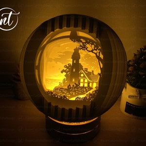 Lighthouse Sphere Pop-up Lights, Night light, Lamp bedside,Paper Lamp Art, Art Deco Lamp