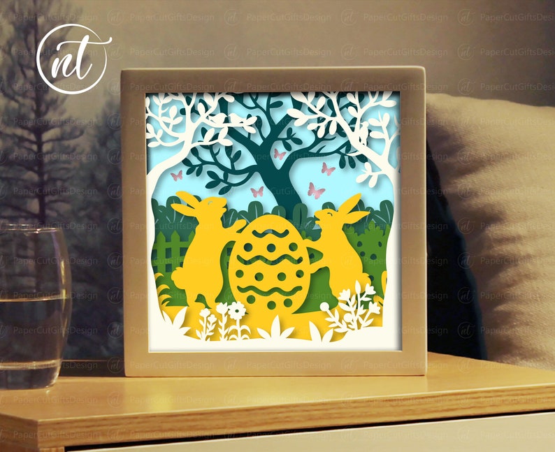 Easter Bunny Shadow Box SVG: 3D Paper Cut Lightbox (digital File) - Etsy