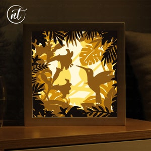 Hummingbird Shadow Lightbox, Paper Cut Shadow Box Template, Shadowbox card Cricut, Silhouette files, Digital File, SVG FILE