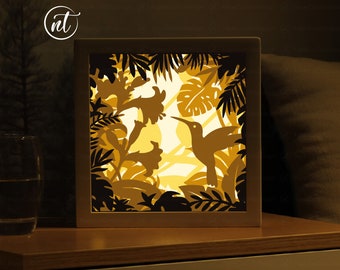 Hummingbird Shadow Lightbox Template: Paper Cut SVG, Cricut, Silhouette (Digital File)