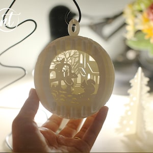 Feliz Navidad Esfera Popup Mini SVG - Plantilla de corte de papel Feliz Navidad - Archivos para Cricut - Archivos SVG de Navidad