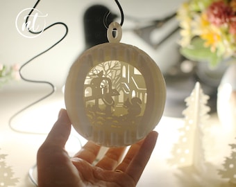Christmas Sphere Paper Cutting Template: 3D Popup Ornament (SVG, PDF, PNG)