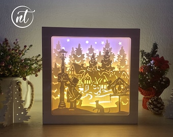 Letter to Santa Light Box Template: Paper Cut Shadow Box (SVG, PDF, PNG)