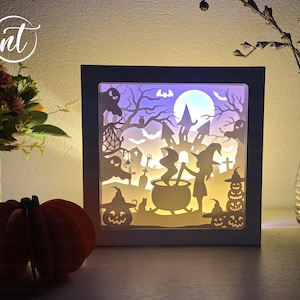 Little Witch Halloween Lightbox SVG: Paper Cut Template (Digital Download)