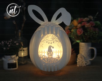 Gnome Easter Egg 3D SVG: Paper Cut Light Box Template (Digital Download)