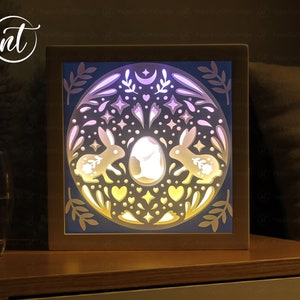 Pâques Mandala Shadow Box, lapin de Pâques Lightbox SVG, Paper Cut Shadow Box, FICHIER SVG de Pâques 3D