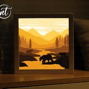 Mama Bear Light Box Template: Paper Cut Shadow Box SVG (Digital Download)