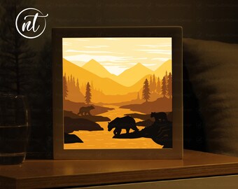 Mama Bear Light Box Template: Paper Cut Shadow Box SVG (Digital Download)