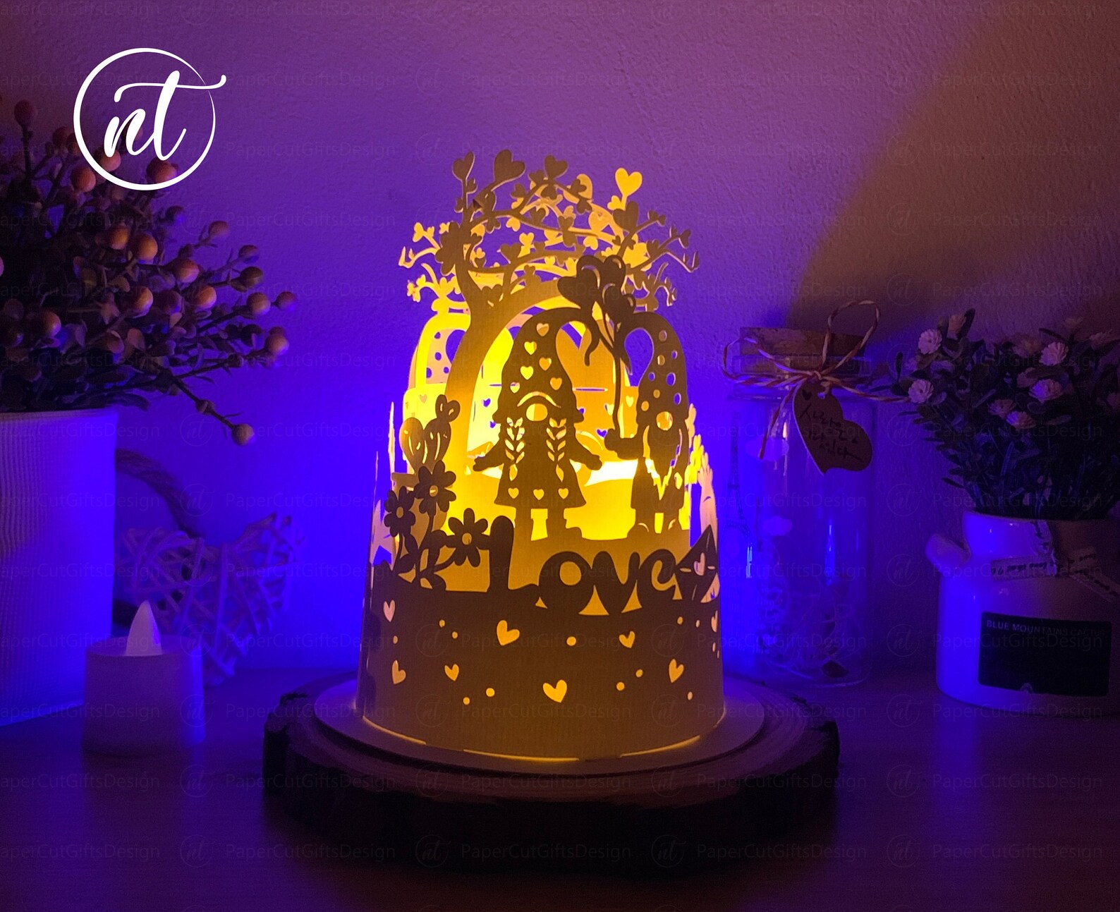 Paper Lantern Valentine Gnome Template Paper Cut Templates - Etsy