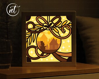Christmas Snowman Shadow Box Template: Paper Cut Light Box (SVG, PDF, PNG)