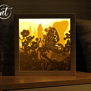 Butterfly Shadow Box SVG: Paper Cut Lightbox Template (Digital Download)