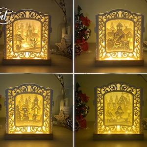 Combo 4 Artikel Frohe Weihnachten Popup Karte 3D SVG, Frohe Weihnachten Karte, Scherenschnitt Vorlage Für Cricut, Besondere Geschenkkarten