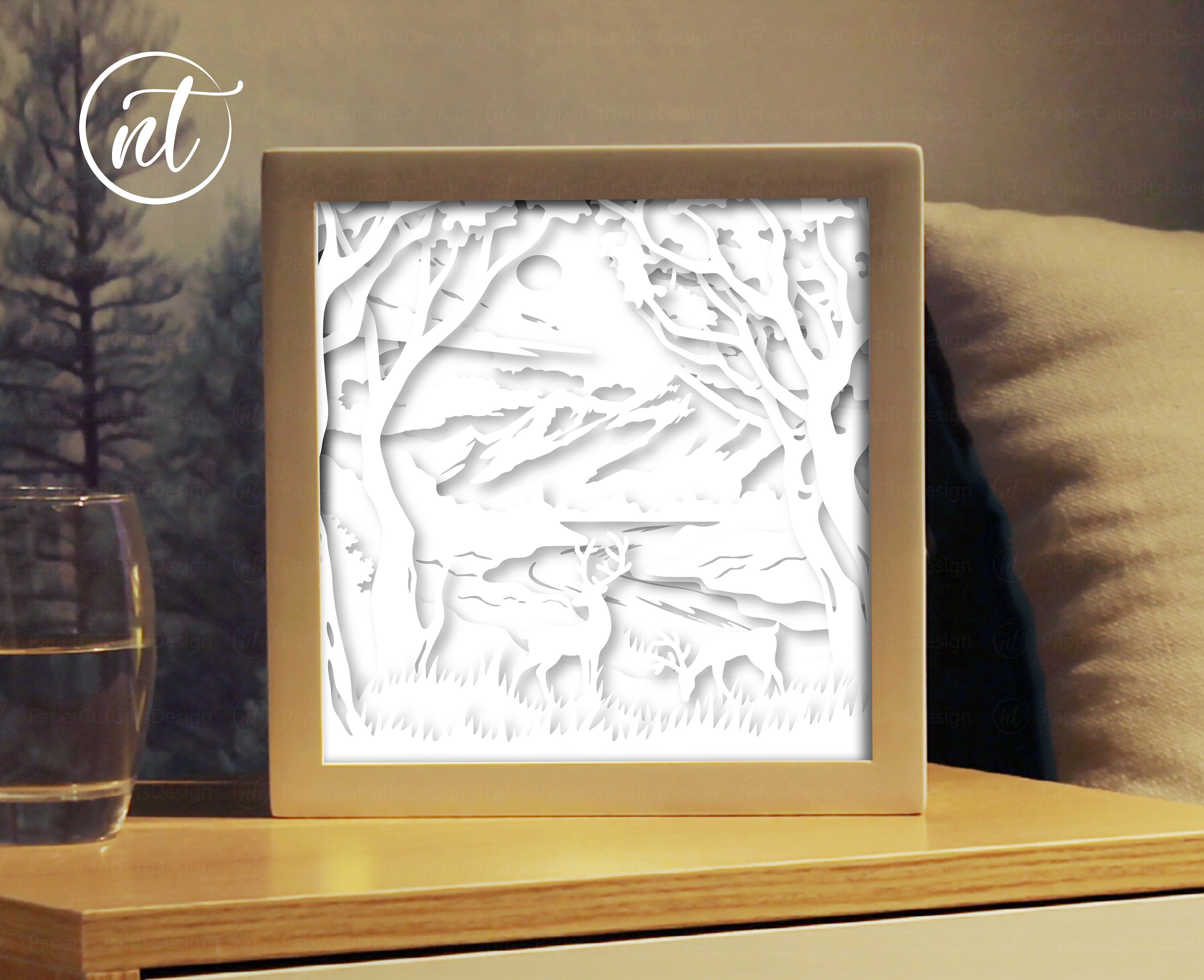 3D Deer Paper Cut Shadow Box Template (digital SVG, PDF, PNG) - Etsy