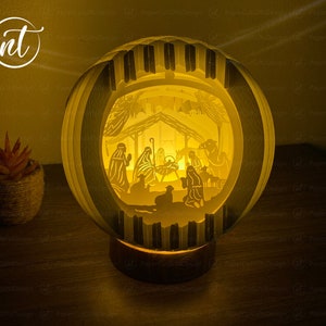 Nativity Of Jesus Sphere Popup Svg, XMAS Paper Cut Template, Sphere Popup 3D SVG File