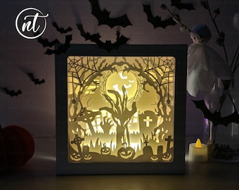 Halloween Zombies Lightbox SVG Template: Paper Cut Shadow Box (Digital Download)