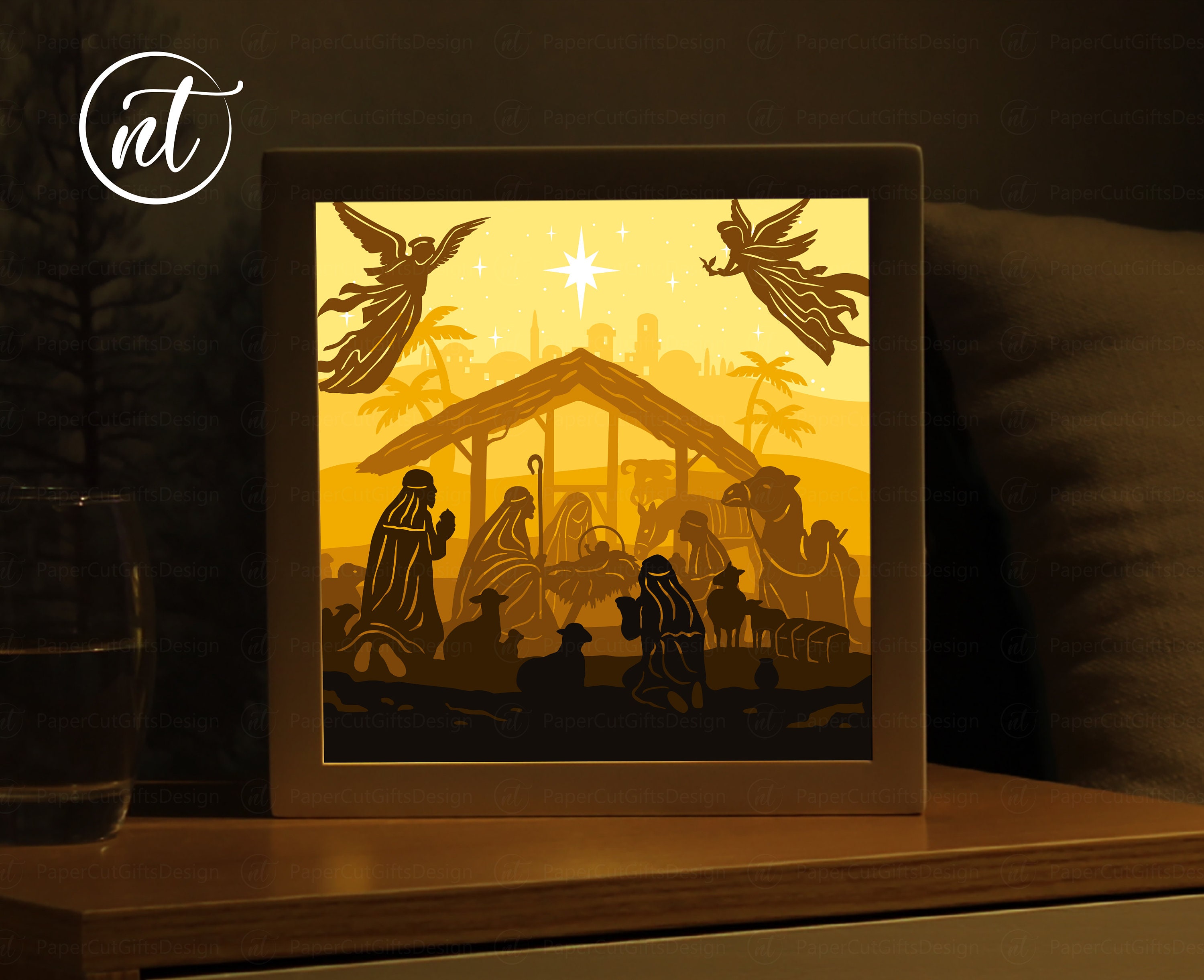 Nativity Shadow Box SVG Template: Jesus Scene, Paper Cut Light Box (Digital File)