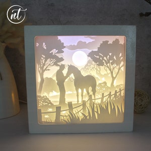 Horse Light Box Template: Paper Cut Shadow Box (Digital Download)