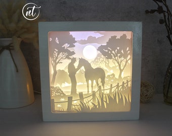 Horse Light Box Template: Paper Cut Shadow Box (Digital Download)