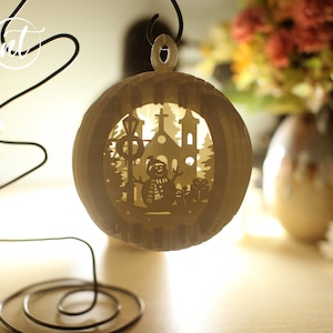 Niedliche Schneemann 3D Kugel Popup Mini - Weihnachts Popup Karte 3D SVG - Frohe Weihnachten Papierschnitt Vorlage - Cricut Dateien