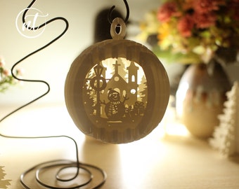 Snowman Christmas Sphere Card: 3D Paper Cutting Template (SVG, PDF)
