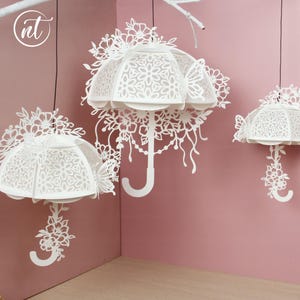 Pack 3 Flowers Umbrella Paper Lanterns - Paper cutting templates - Luminary SVG - DIY Paper Lanterns