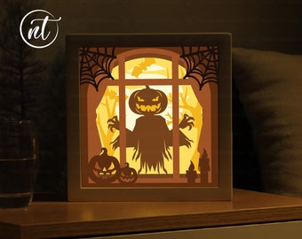 Halloween Lightbox Template: Scary Window Paper Cut Design (Digital Download)