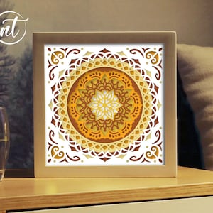 Mandala Paper Cut Lightbox Template: 3D Shadowbox (SVG, PDF, PNG)