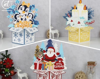 3D Pop-Up Christmas Card Paper Cut Template (Digital Download)