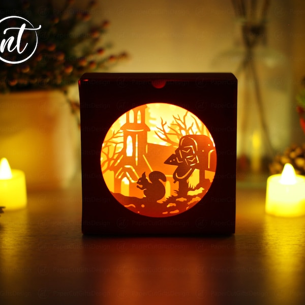 Flat Folding Mystery Candy Box Little Squirrel SVG - Flat Folding box - Mystery Candy Box - Merry Christmas Paper Cut Shadow Box SVG Flat Folding Mystery Candy Box Little Squirrel SVG - Flat Folding box - Mystery Candy Box - Merry Christmas Paper Cut Shadow Box SVG