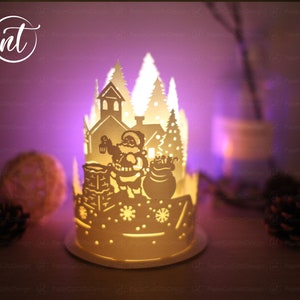 Paper Lantern Santa Claus SVG - Christmas Paper Lanterns, Xmas Paper Cutting Template SVG FILE - Paper Cut Lamp For Christmas - Paper Lamp