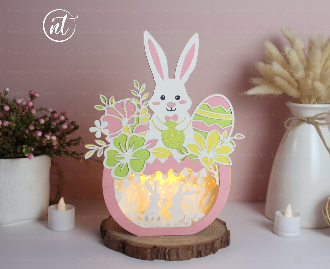 Easter Bunny Egg Shadow Box: Paper Cut 3D SVG (digital Download) - Etsy