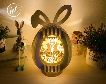3D Easter Egg SVG: Bunny Popup Paper Cut Template (Digital Download)