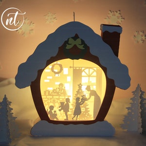 Christmas House Paper Lantern Template: Xmas Paper Cutting SVG (Digital Download)