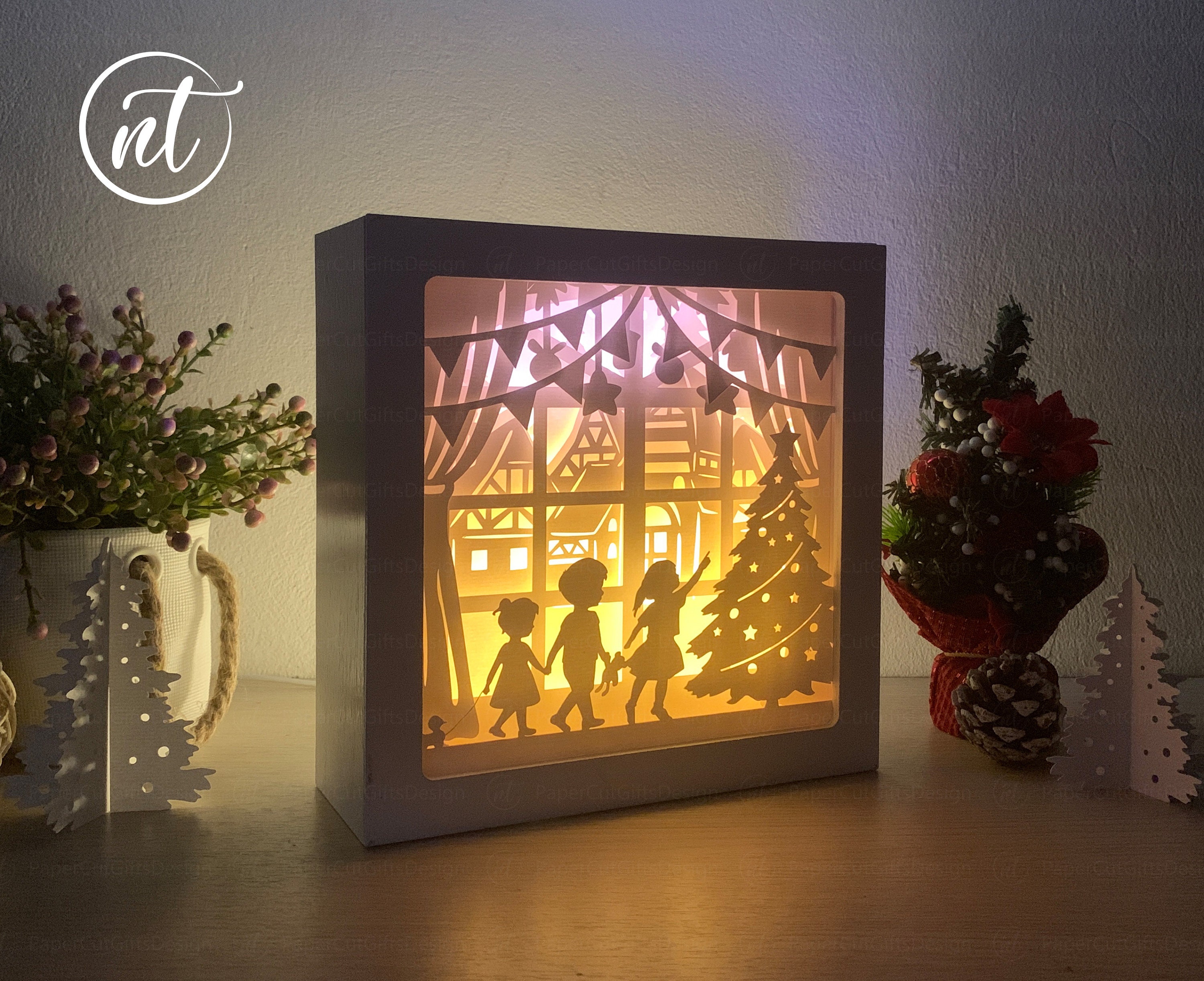 Tree Light Box Christmas Tree Light Box Template: Children's Paper Cut Shadow Box (SVG ...