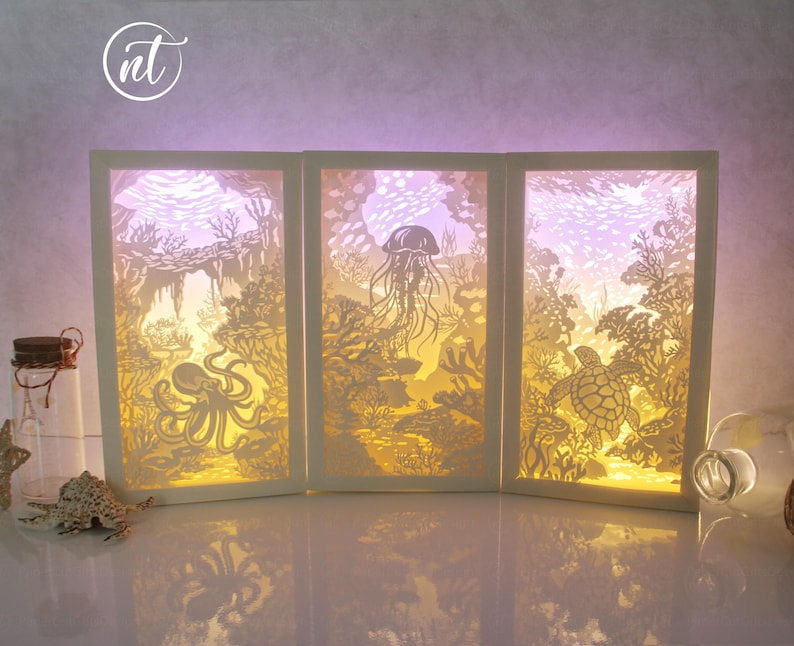 Combo the Undersea World Shadowbox, Paper Cutting Templates, DIY Gift ...